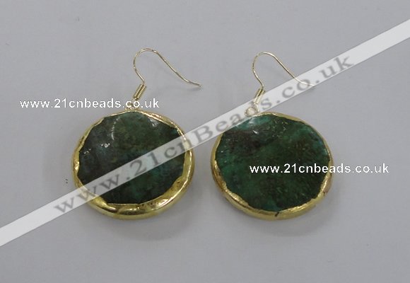 NGE59 30mm flat round agate gemstone earrings wholesale