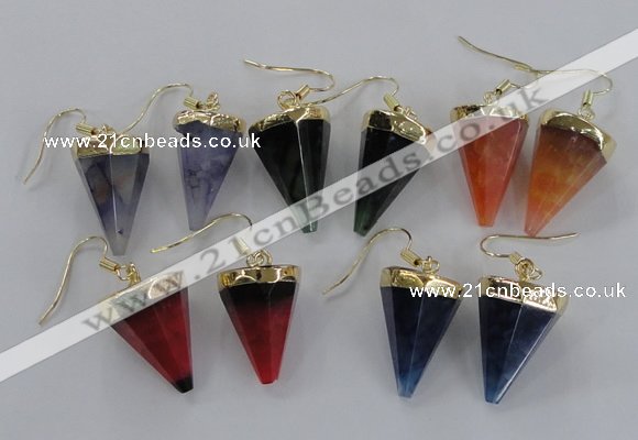 NGE66 14*20mm - 15*22mm cone agate gemstone earrings wholesale