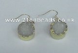 NGE68 15mm coin druzy agate gemstone earrings wholesale