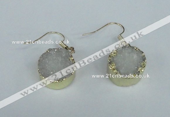 NGE68 15mm coin druzy agate gemstone earrings wholesale