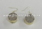 NGE70 18mm coin druzy agate gemstone earrings wholesale