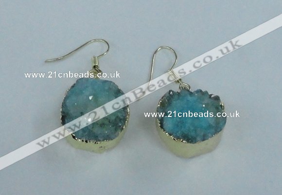 NGE71 18mm coin druzy agate gemstone earrings wholesale