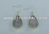 NGE73 13*18mm teardrop druzy agate gemstone earrings wholesale