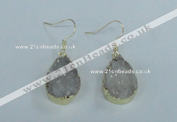 NGE73 13*18mm teardrop druzy agate gemstone earrings wholesale