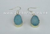 NGE74 13*18mm teardrop druzy agate gemstone earrings wholesale