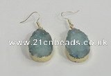 NGE77 20*30mm teardrop druzy agate gemstone earrings wholesale