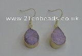 NGE81 13*18mm teardrop druzy agate gemstone earrings wholesale