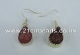 NGE82 13*18mm teardrop druzy agate gemstone earrings wholesale