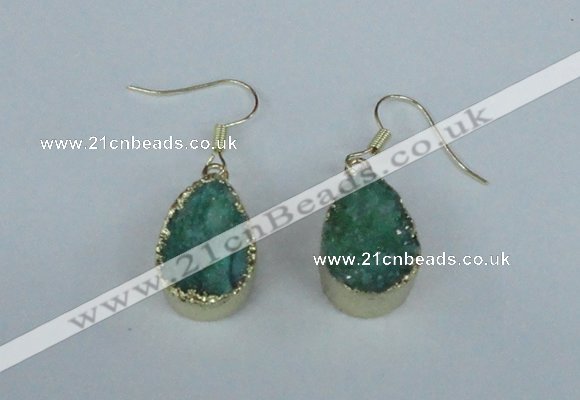 NGE83 13*18mm teardrop druzy agate gemstone earrings wholesale