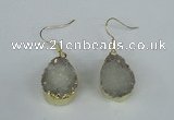 NGE85 15*20mm teardrop druzy agate gemstone earrings wholesale