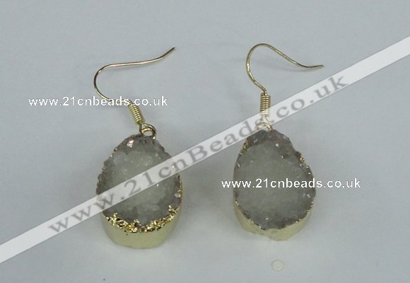 NGE85 15*20mm teardrop druzy agate gemstone earrings wholesale