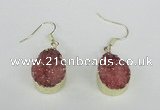 NGE86 15*20mm teardrop druzy agate gemstone earrings wholesale