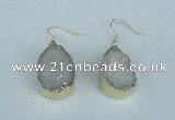 NGE90 18*25mm teardrop druzy agate gemstone earrings wholesale