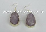 NGE95 20*30mm teardrop druzy agate gemstone earrings wholesale