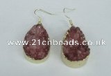 NGE96 20*30mm teardrop druzy agate gemstone earrings wholesale