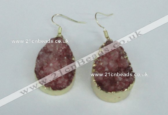 NGE96 20*30mm teardrop druzy agate gemstone earrings wholesale