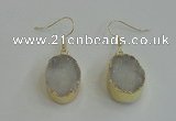 NGE98 15*20mm oval druzy agate gemstone earrings wholesale