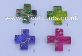 NGP01 5PCS 35*35mm cross dyed imperial jasper pendants wholesale