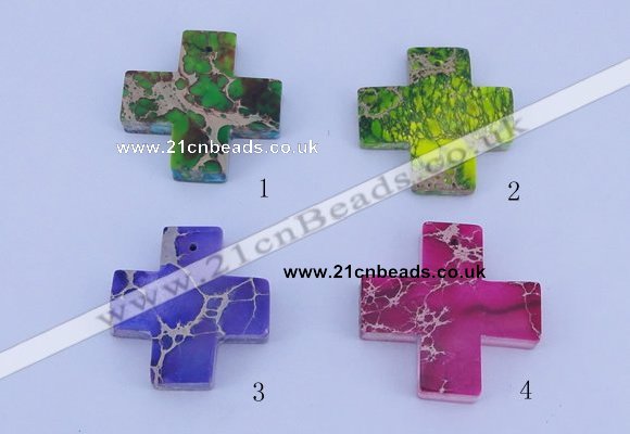 NGP01 5PCS 35*35mm cross dyed imperial jasper pendants wholesale