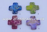 NGP02 5PCS 45*45mm cross dyed imperial jasper pendants wholesale