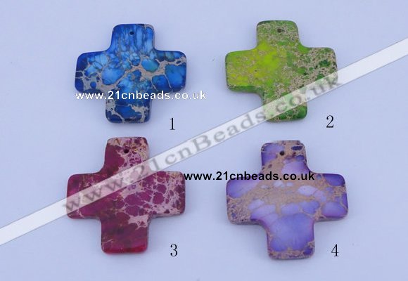 NGP02 5PCS 45*45mm cross dyed imperial jasper pendants wholesale