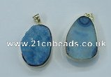 NGP1021 25*35mm - 35*45mm freeform druzy agate beads pendant