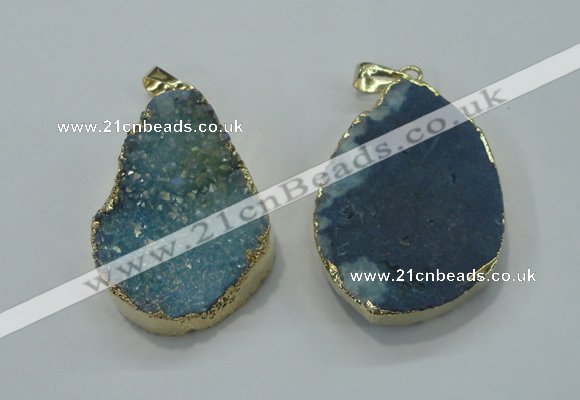 NGP1028 25*35mm - 35*45mm freeform druzy agate beads pendant