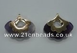 NGP1071 8*25*28mm amethyst gemstone pendants with brass setting