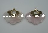 NGP1076 8*40*50mm rose quartz pendants with brass setting