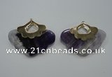 NGP1077 8*40*50mm amethyst gemstone pendants with brass setting