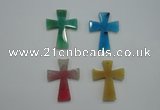 NGP1080 32*42mm cross agate gemstone pendants wholesale