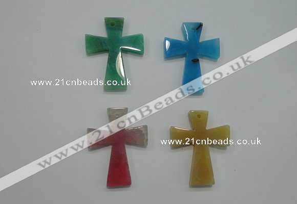 NGP1080 32*42mm cross agate gemstone pendants wholesale