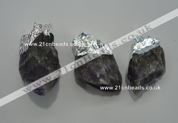 NGP1087 20*30mm - 25*50mm nuggets amethyst gemstone pendants