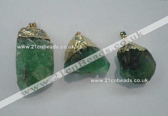 NGP1088 20*30mm - 25*50mm nuggets green fluorite pendants