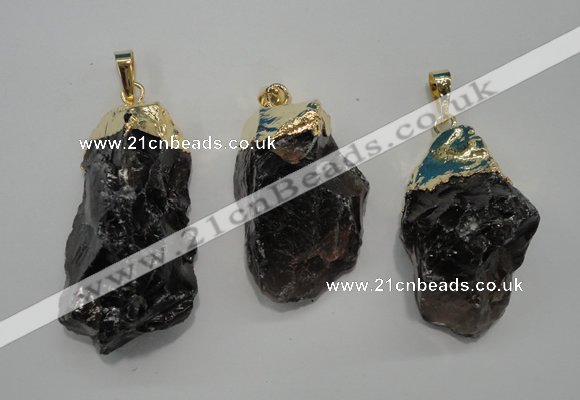 NGP1089 20*30mm - 25*50mm nuggets smoky quartz pendants