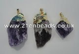 NGP1090 20*30mm - 25*50mm nuggets amethyst gemstone pendants