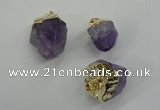 NGP1093 18*25mm - 25*40mm faceted nuggets amethyst pendants