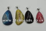 NGP1098 25*30 - 30*45mm freeform druzy agate pendants with brass setting