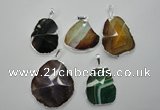 NGP1101 25*35 - 40*50mm freeform druzy agate pendants with brass setting