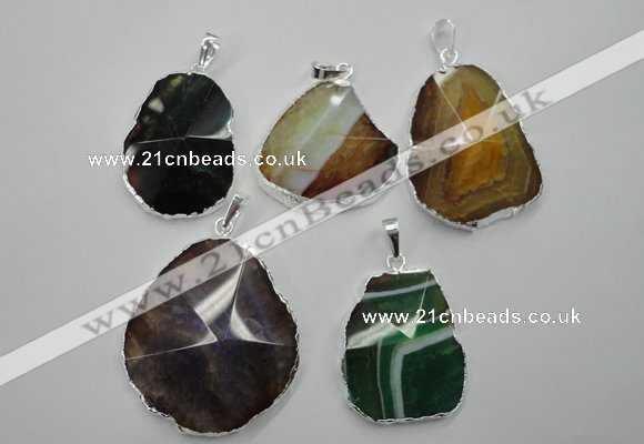 NGP1101 25*35 - 40*50mm freeform druzy agate pendants with brass setting