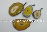 NGP1105 30*40 - 40*55mm freeform druzy agate pendants with brass setting