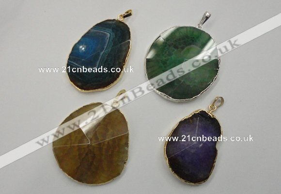 NGP1110 30*40 - 40*50mm freeform druzy agate pendants with brass setting
