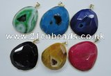 NGP1112 25*30 - 45*55mm freeform druzy agate pendants with brass setting