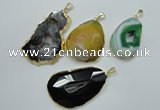 NGP1114 30*40 - 45*65mm freeform druzy agate pendants with brass setting