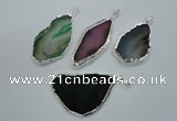 NGP1115 30*40 - 40*65mm freeform druzy agate pendants with brass setting