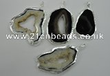 NGP1116 30*45 - 45*55mm freeform druzy agate pendants with brass setting