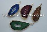 NGP1118 30*45 - 40*60mm freeform druzy agate pendants with brass setting