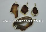 NGP1119 25*40 - 40*60mm freeform druzy agate pendants with brass setting