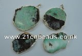 NGP1122 25*35 - 35*45mm freeform australia chrysoprase pendants with brass