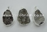 NGP1125 25*40 - 35*45mm freeform druzy agate pendants with brass setting